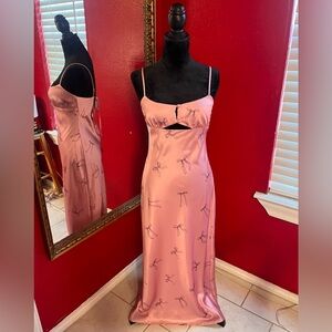 Pink silky Bailey rose maxi dress